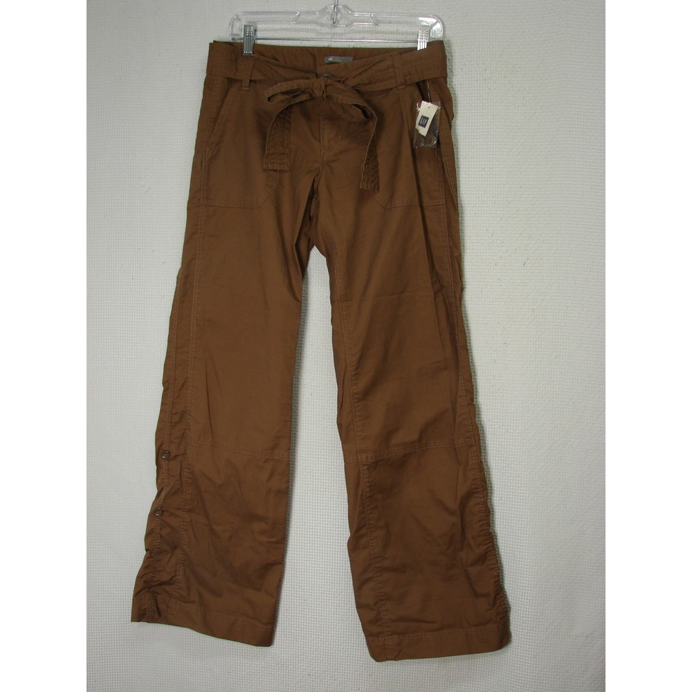 New Vtg GAP Pants Brown Wide Leg Loose Baggy Roll Tab Y2K Size 6 Grunge Skater